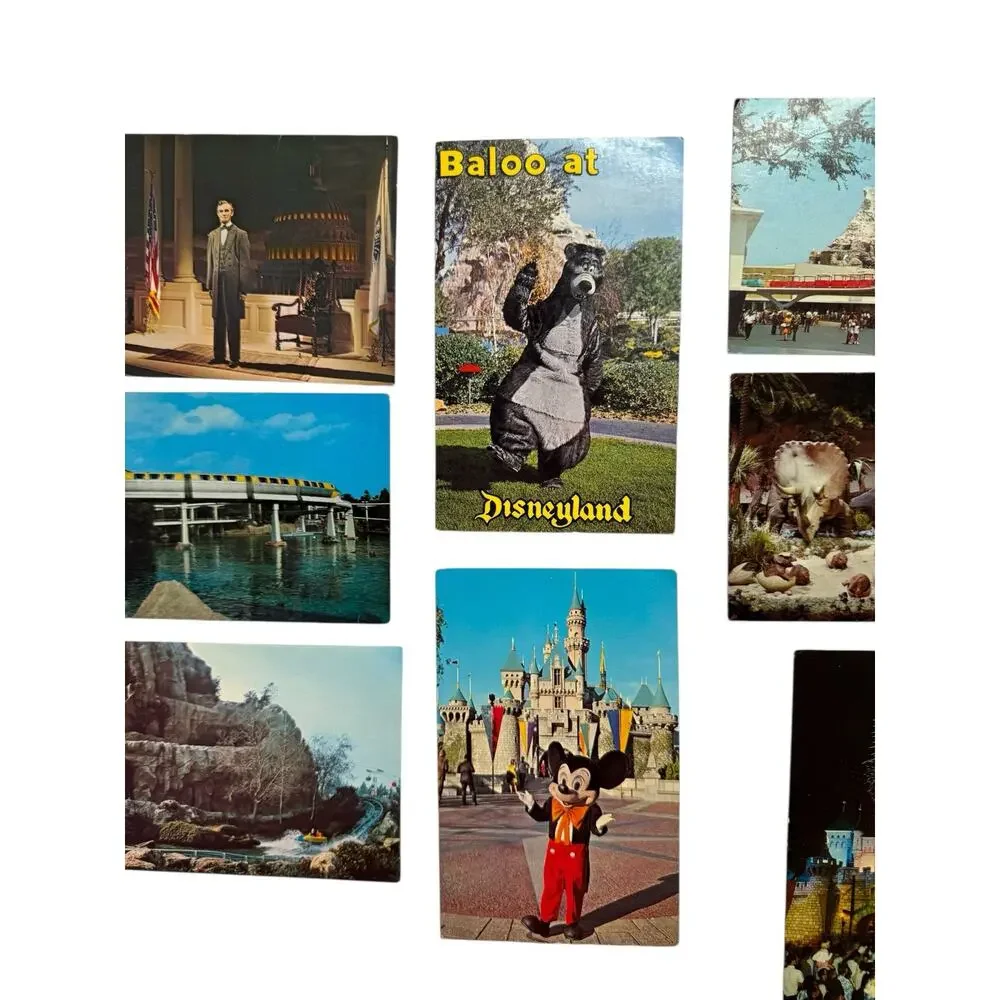 Vintage 1960s DISNEYLAND Postcard Lot of 8 Used Unused Mickey Scenery Rides